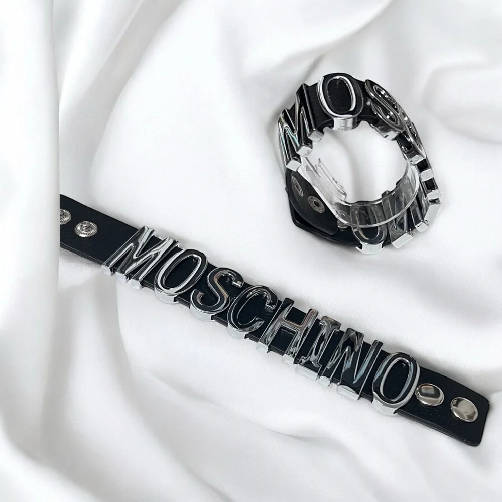 Luxury  Black and Silver Logo Bracelet Duo☑️